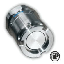A close-up of the TODO 2½" Dry Break Coupling – Male shows its shiny, cylindrical stainless steel body with grooves and a flat front surface on a white background. The product's logo is visible in the lower right corner.